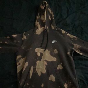 Nike Hoodie Bleach Tie Dye Black and Brown
